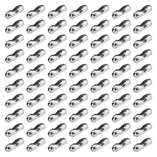70Pcs Silver Ball Chain Connectors Fit for 2.4mm Beaded Chains Pull Connector Clasps for Roman Rollers Blinds Ceiling Fan Decor Chain Repair Jewelry Making Accessorie Clips for DIY Crafts