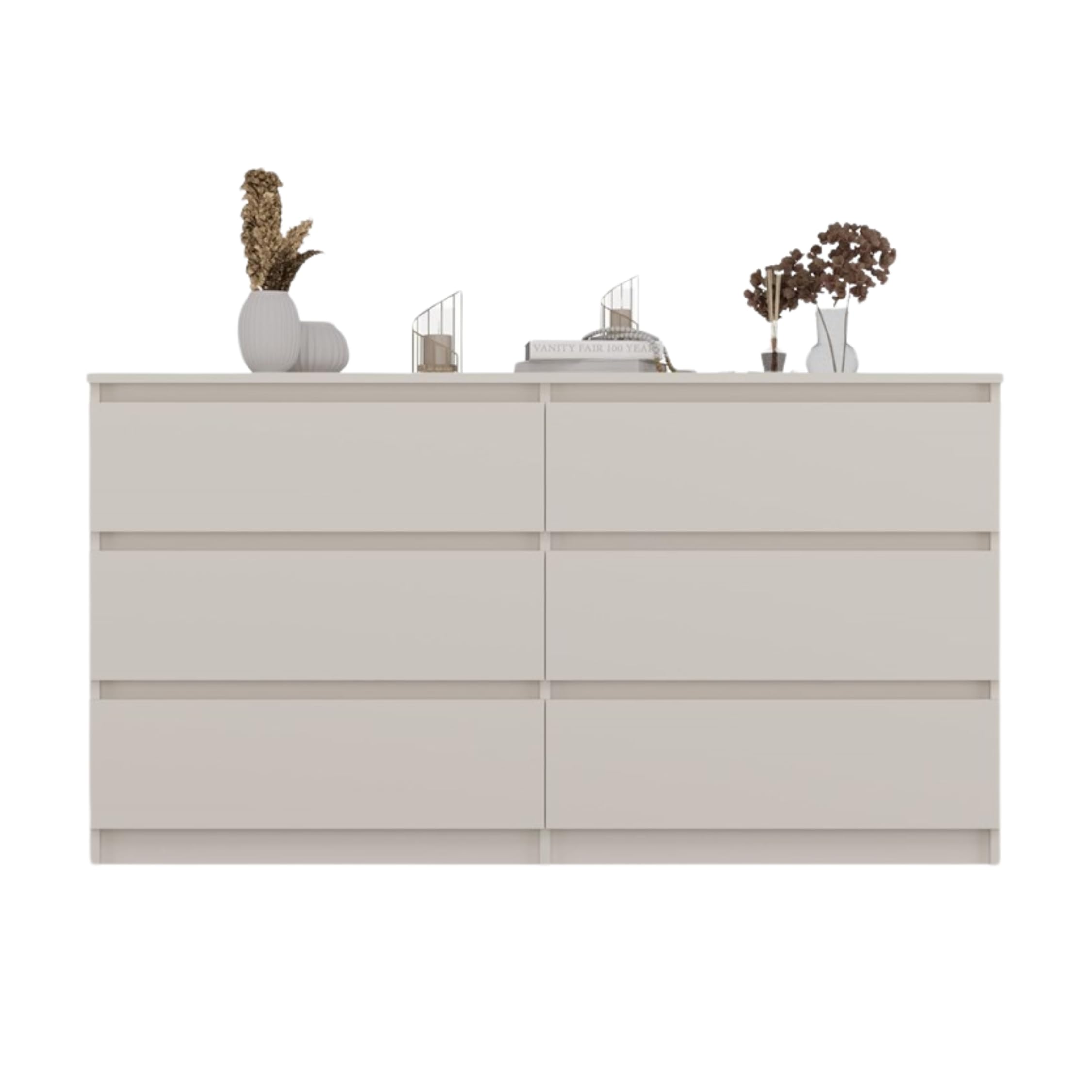 Home Collective Cassettiera, camera da letto, corridoio, armadio, credenza, credenza con 6 cassetti, larghezza 140 cm, altezza 75 | Bianco