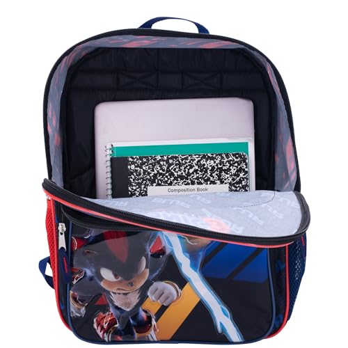 Image of AI ACCESSORY INNOVATIONS Sonic The Hedgehog 3 Movie Backpack for Boys & Girls, Bookbag featuring Sonic & Shadow, Schoolbag with Adjustable Shoulder Straps & Padded Back,16 Inch