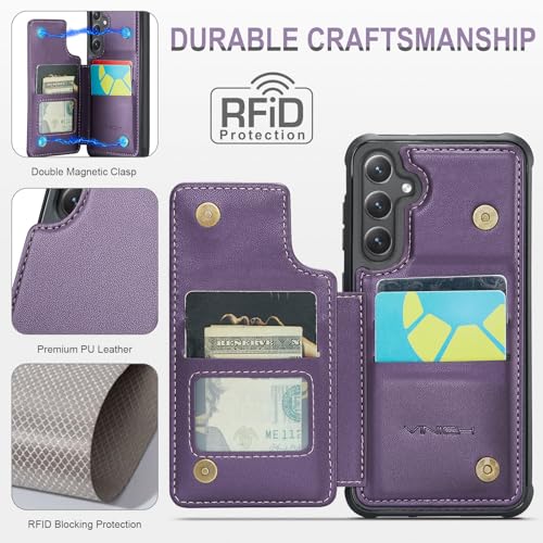 Vinich for Samsung Galaxy S26 Wallet Case with Card Holder, Purple