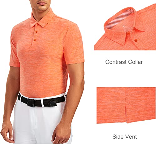 Alex Vando Mens Golf Shirt Moisture Wicking Quick-Dry Short Sleeve Casual Polo Shirts For Men,Orange,Xl #TOP2