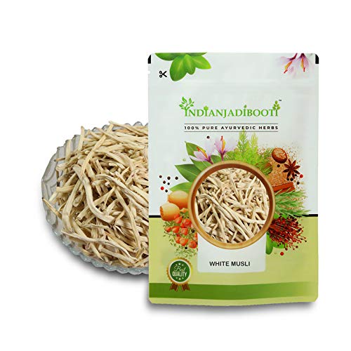 Image of IndianJadiBooti Safed Musli Root (250g Pack of 2) | Whole & Raw Chlorophytum Borivilianum | Ayurvedic Herb for Strength, Stamina & Vitality Support | Natural White Musli | Sun-Dried & Non-GMO | Premium Grade