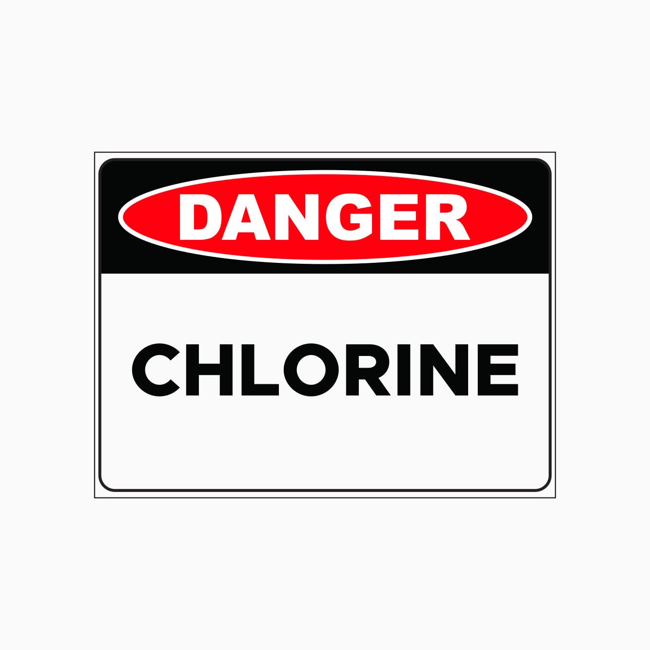 CHLORINE Sign, 12x8 Metal Tin Sign, chemical identification and hazard reminder for water treatment and related zones.