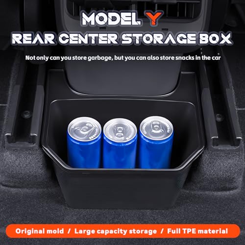 Image of Larger Capacity Rear Trash Can Compatible with Tesla Model Y 2023 2022 2021,Rear Center Console Storage Box Organizer