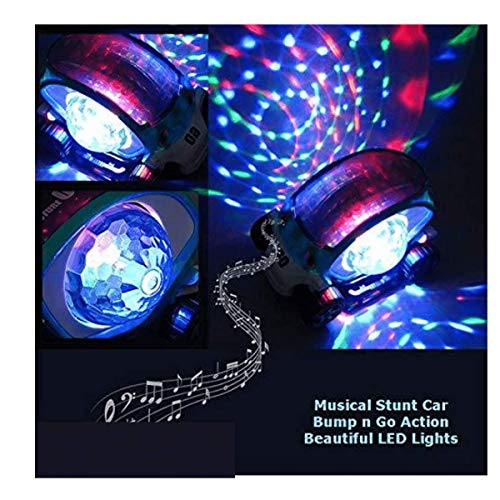 Image of Vikrida Rotating Stunt Car Toy for Kids - Bump and Go Action with 4D Lights and Music - Multicolor (Musical Stunt Car)