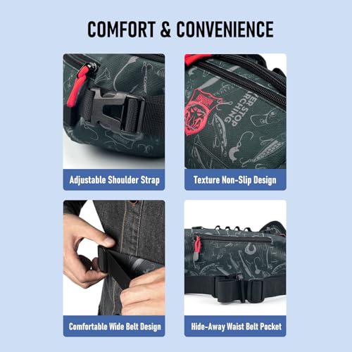 KINGDOM Riñonera de Pesca - Bolsa multifuncional para señuelos, resistente al agua, ligera con cinturón ajustable para accesorios de pesca miniatura 5