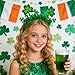 DAOLUAN Adults Kids Irish Shamrock Headbands Fashionable Non Slip Tinsel Hair Accessories for Spring Holiday Party (Green, 18.5cmx21.5cm)