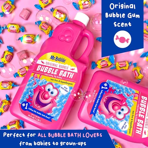 Image of Mr. Bubble Original Bubble Bath - Hypoallergenic, Tear Free Bubble Bath Solution Makes Big Long Lasting Bubbles for Kids, Toddlers and Adults (Pack of 2 Bottles, 36 fl oz Each)