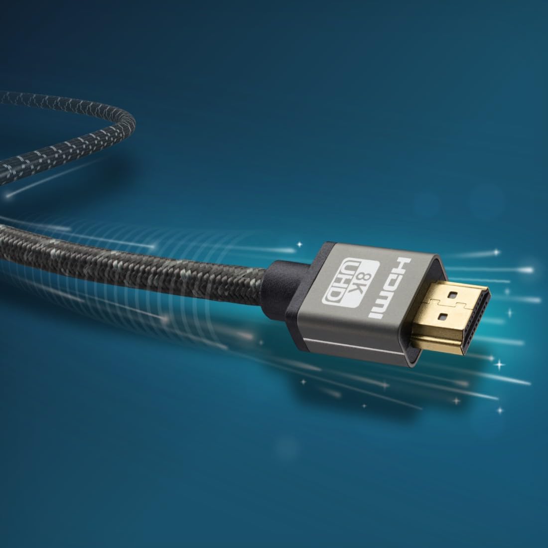 Hama Kabel Premium HDMI 2.1 Ultra High Speed (8K, full metal, pełne ekranizowanie, pozłacany, 60 Hz/120 Hz, 2m) szary/czarny
