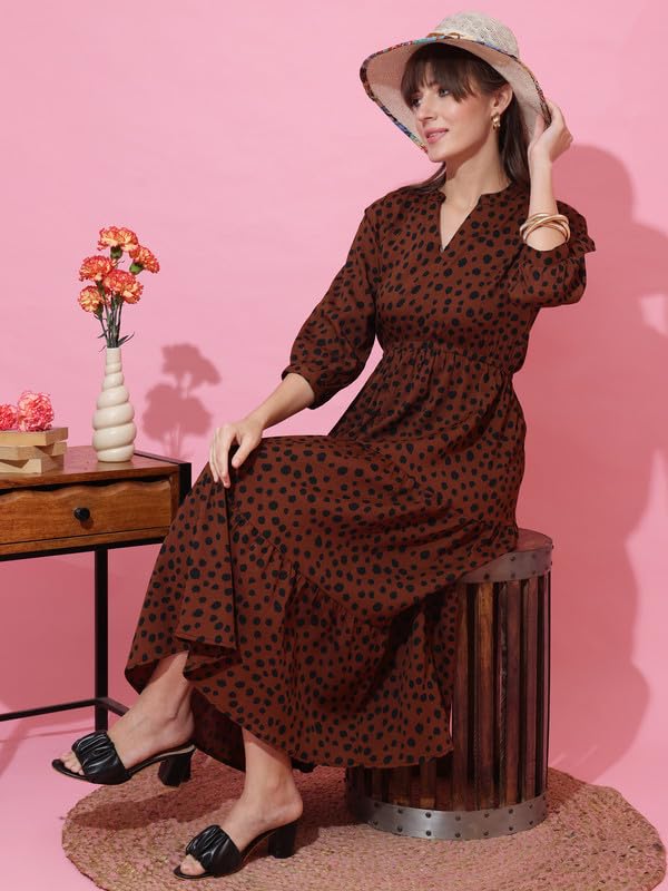 Image of Sheetal Associates Women's Casual 3 /4 Sleeve Crepe Fit and Flare Dress| Comfortable Relaxed Fit Summer Party Dress