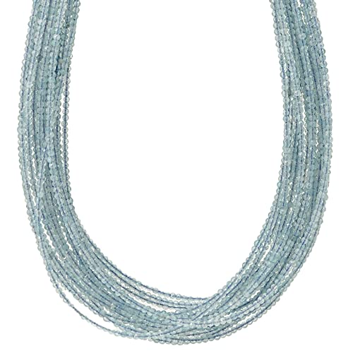 アクアマリン 天然石 2mm Aquamarine 多面カット タイニー ビーズ N 天然石 丸 穴あき 1連 約38cm アクセサリー パーツ 材料 素材 2ミリ
