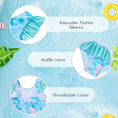 Image of Vieille Toddler Girls Swimsuits One Piece Ruffle Bathing Suits 2-7T