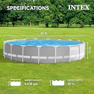 Intex 20ft x 52in outdoor prism frame above ground swimming pool set with cartridge filter pump 2 lounger float chairs and inflatable cooler with lid  urban country home decor
