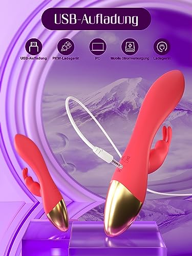 Vibratoren für Sie Klitoris und G-punkt Vibrator Sexspielzeug Leise, 2 in 1 Erotik Sex Spielzeug für die Frau Extrem Sex Toys, Vibration für frauen und Paare mit 9 Vibrationsmodi Dunkelrot Anal Dildo – Bild 7