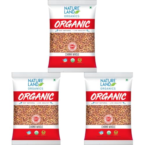 Image of Natureland Organics Chana whole 1 Kg - Organic Healthy Pulses (Pack of 3)