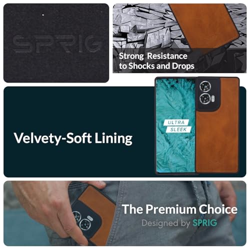 Image of SPRIG Compatible with Moto G96 Matte PU Leather TPU Premium Back Cover Drop Tested Shock Proof Mobile Case for Men, Women, Boys and Girls with Camera Protection (Light Brown)