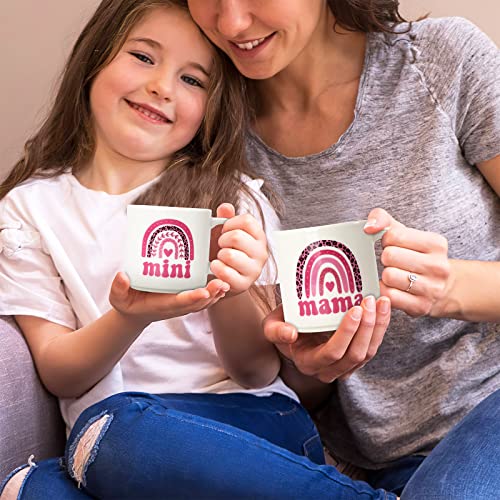 Nefelibata Mama Mini Mug Set Of 2 Pink Leopard Boho Rainbow Mommy And Me Mother's Day Gifts Hot Cold Ceramic Cups Coffee Tumbler For Mother Daughter Mama And Me Matching Gift For Women #TOP3