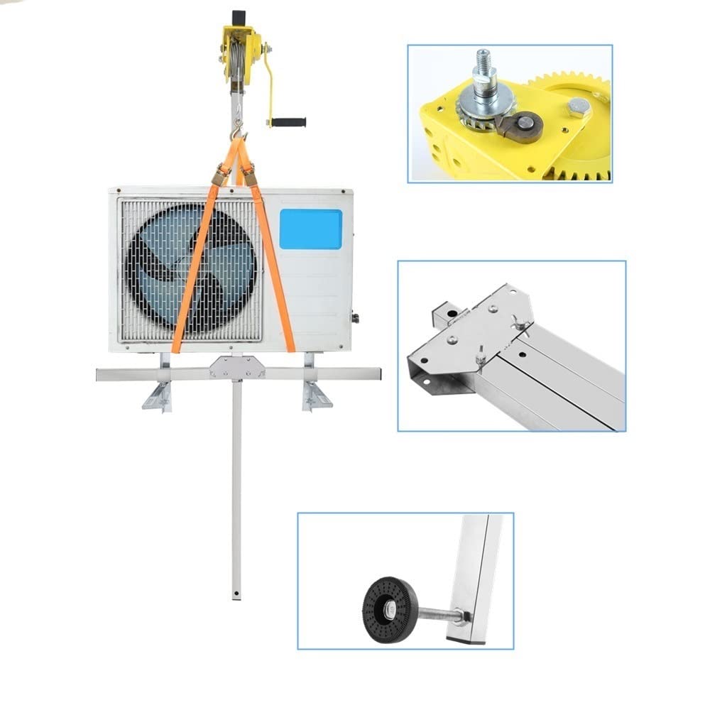 Argano manuale galvanizzato 10M Heavy Duty autobloccante pieghevole gru strumento per condizionatore d'aria Installat Outdoor Equipment Dispositivo di sollevamento per una facile movimentazione