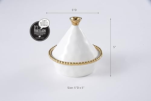 Miniatura 3 de Pampa Bay Tajín pequeño de porcelana bañada en titanio Golden Salerno, 5 x 5 pulgadas