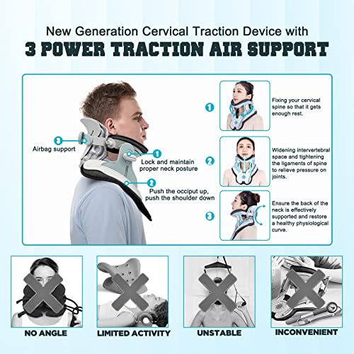 Image of Cervical Neck Traction Device,Electric Air Pump Neck Stretcher Cervical Traction Device,with 3 Power Traction and 8 Airbag Support,Neck Brace which Decompresses the Neck and Relieves
