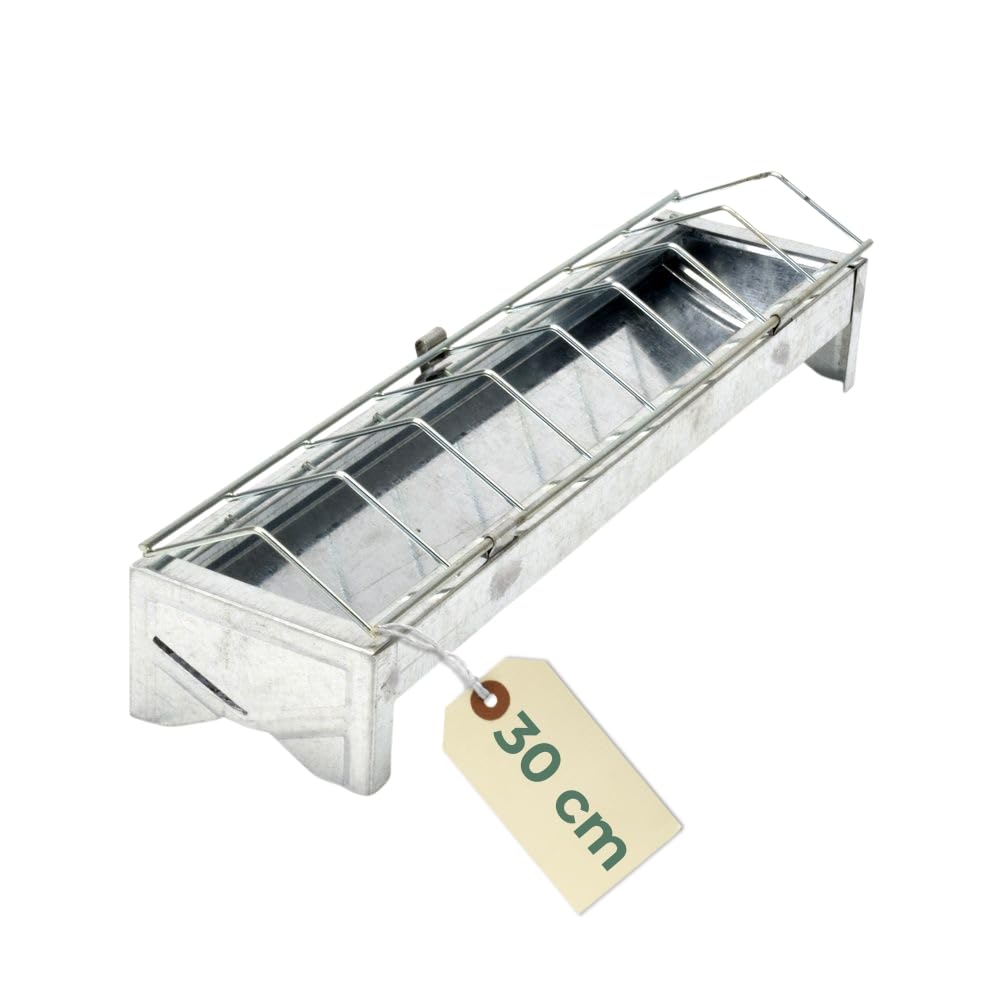 2x Futterspender Für Hühner – 30 Cm Futterrinne Aus Verzinktem Stahl, Mit Fressgitter, Für Küken, Tauben, Wachteln & Co. – Sauber, Wetterfest & Praktisch
