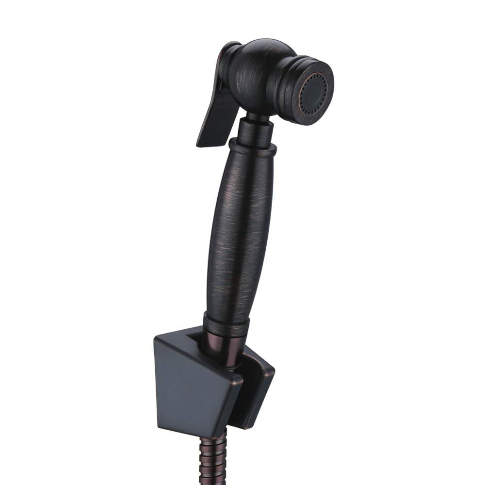 BRASS Toilet Hand Held Bidet Sprayer with Hose and Bracket Holder Package Portable Handheld Shattaf Bidet Spray Kit Cloth Diaper Sprayer Pack Oil Rubbed Bronze, LP901-7