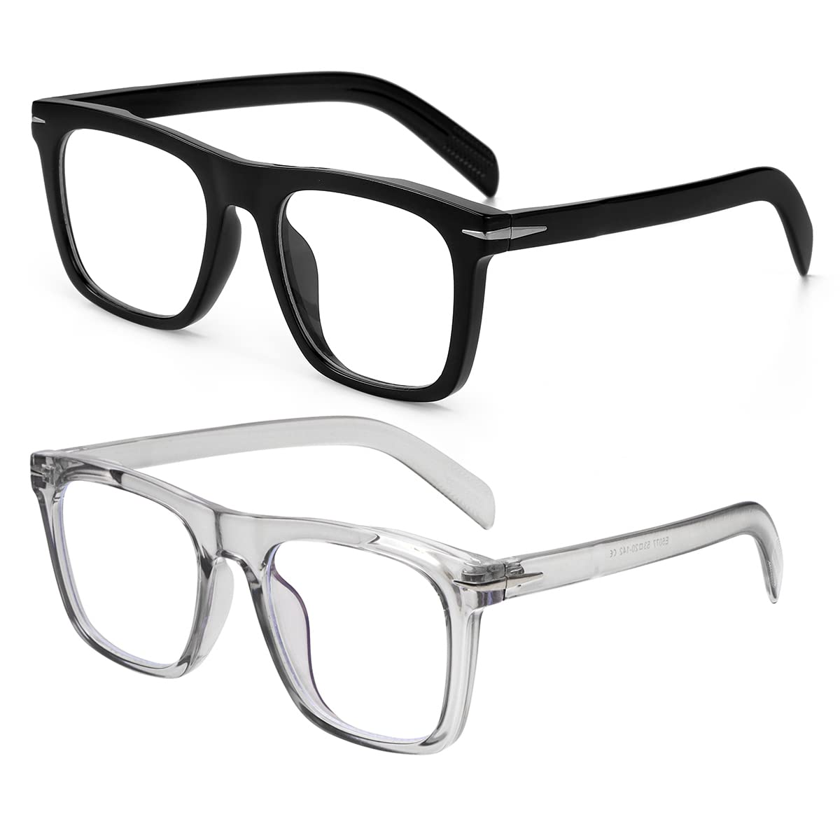 NIDOVIX Trendy Square Blue Light Blocking Glasses for Men Women, Fashion Frame Non-prescription Computer Glasses (Black+Transparent Grey)