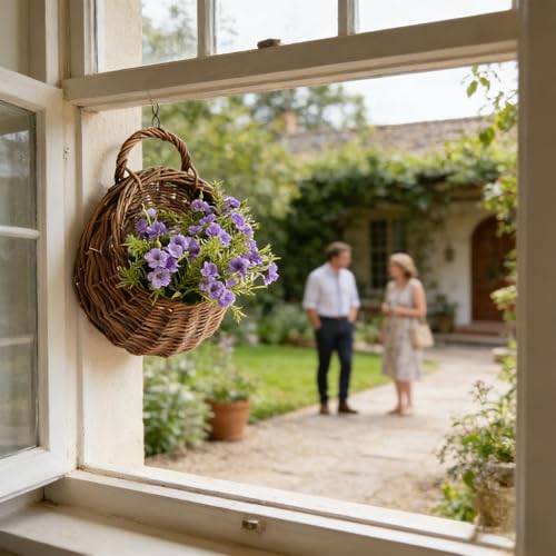 Cesta de pared en ratán natural hecha a mano: maceta colgante de mimbre para plantas 3