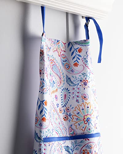 Maison D' Hermine AP146AA01 Apron 27.50 Inchx31.50 Inch 100% Cotton 1 Piece Adjustable Neck Strap Cloth Apron With Center Pocket & Long Ties For Mother'S Day Gifts Women Men Chef, Indian Floral thumb #3