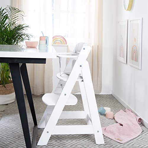 roba Babyhochstuhl Sit Up Flex - Mitwachsender Hochstuhl aus Holz - Verstellbarer Kinderhochstuhl mit Schrittgurt - ab 6 Monaten bis 70 kg - Weiß
