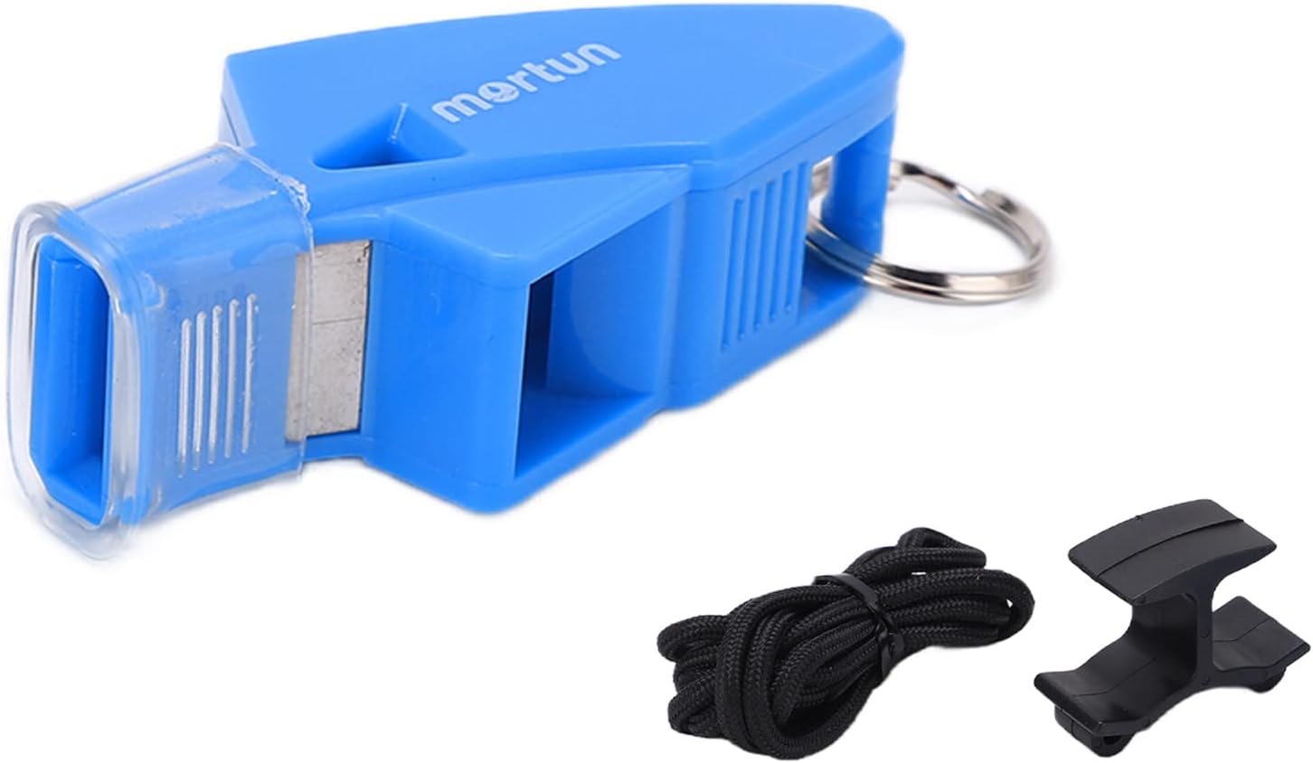 Respicefinem Light Blue Outdoor Whistle for Basketball with Lanyard and Finger Clip Made of Quality Plastic That Ensures Extreme Durability and Features Bold Crisp Sound