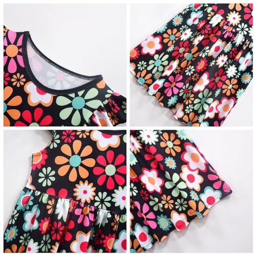 Hippiie 60s 70s Floral Flutter Sleeve Party Dress Outfits for Girls3