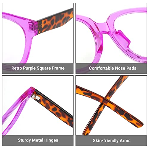 Image of Zeelool Unisex Retro Oversized Square Blue Light Blocking Glasses Harrell ZOP049594-05 Purple