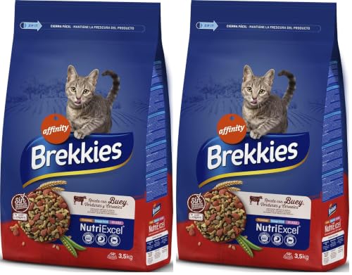Brekkies Pienso para Gatos con Buey, Verduras y Cereales 3,5kg 3500 g (Paquete de 2)