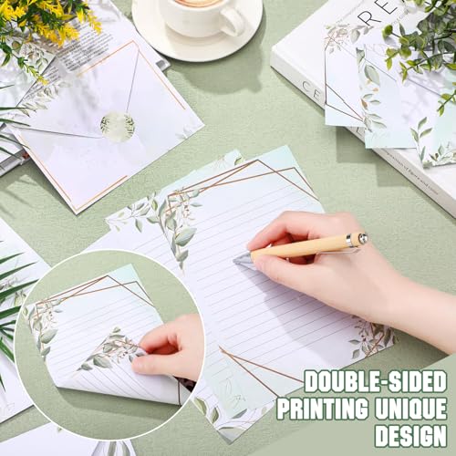 Image of TaoBary 160 Pcs Eucalyptus Stationery Paper and Envelopes Set