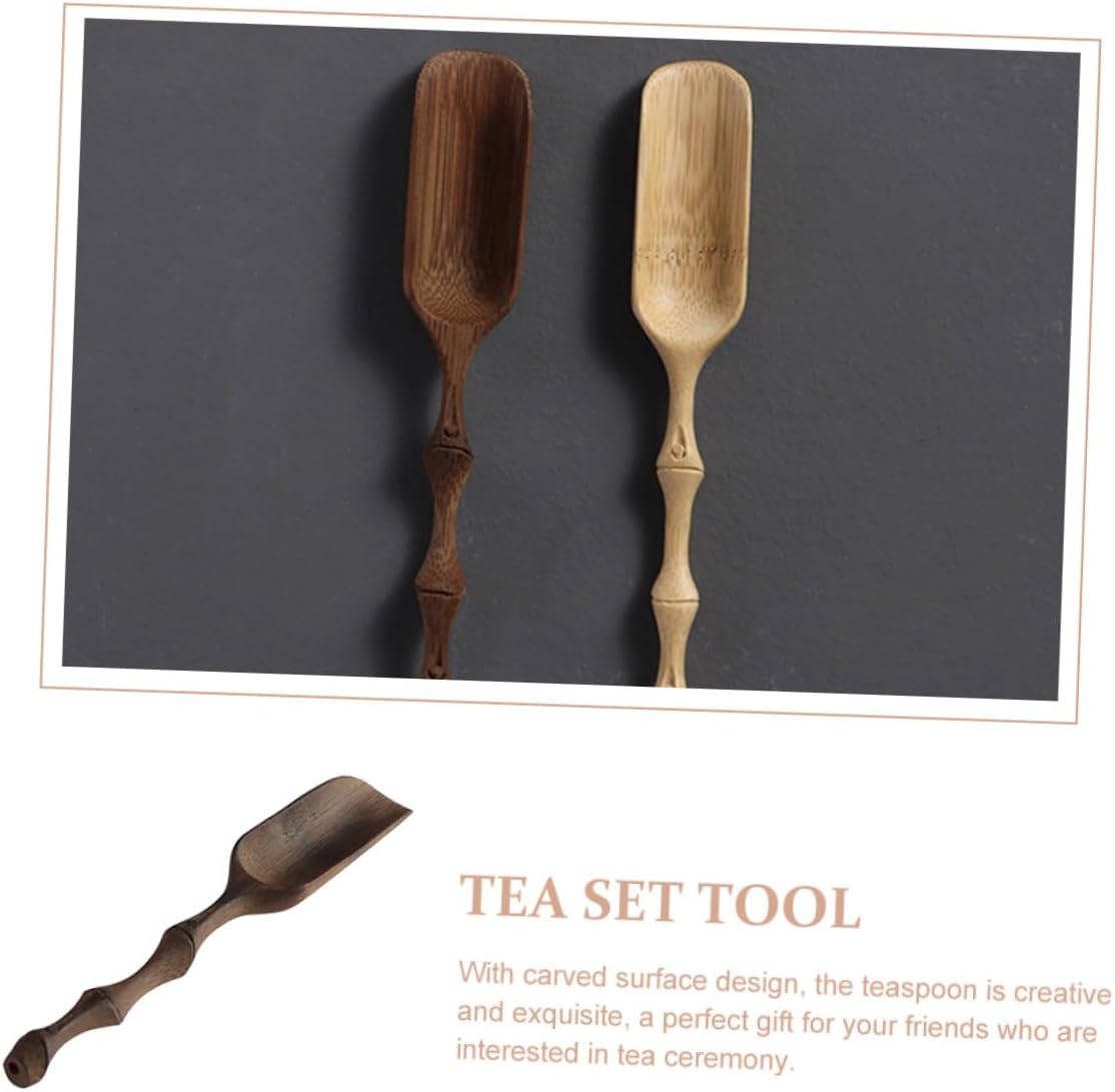 Ciieeo Handmade Bamboo Tea Scoop Carved Tea Spoon Natural Bamboo Material 8-inch Size