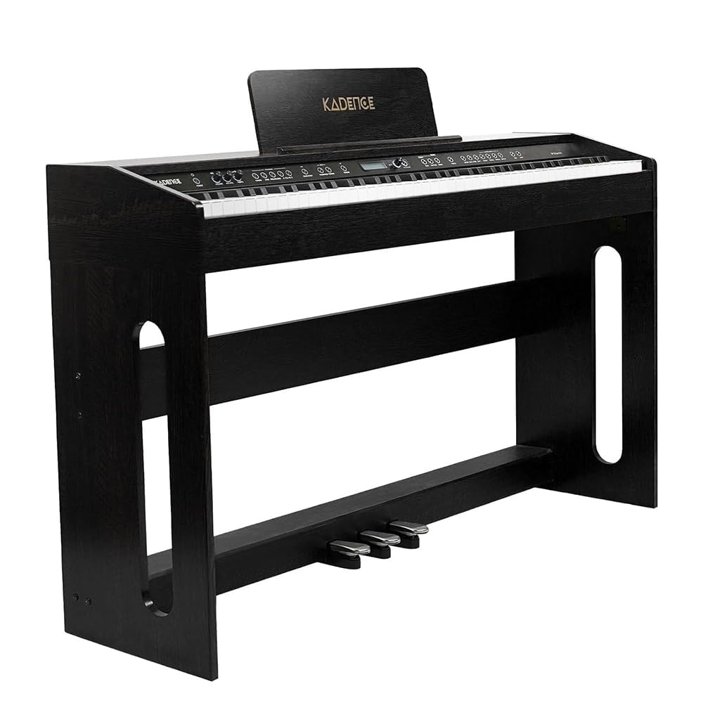 Kadence DP02WBK GEN25 Digital Piano | 88 Weighted Progressive Hammer Action Keys | Wooden Stand, Triple Pedal, Music Stand | French Dream Chip | 2025 Edition | Black