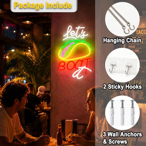 Image of Taccos Neon Sign for Wall Decor Light Up Sign Led Signs for Room Party Home Wall Decor USB Powered
