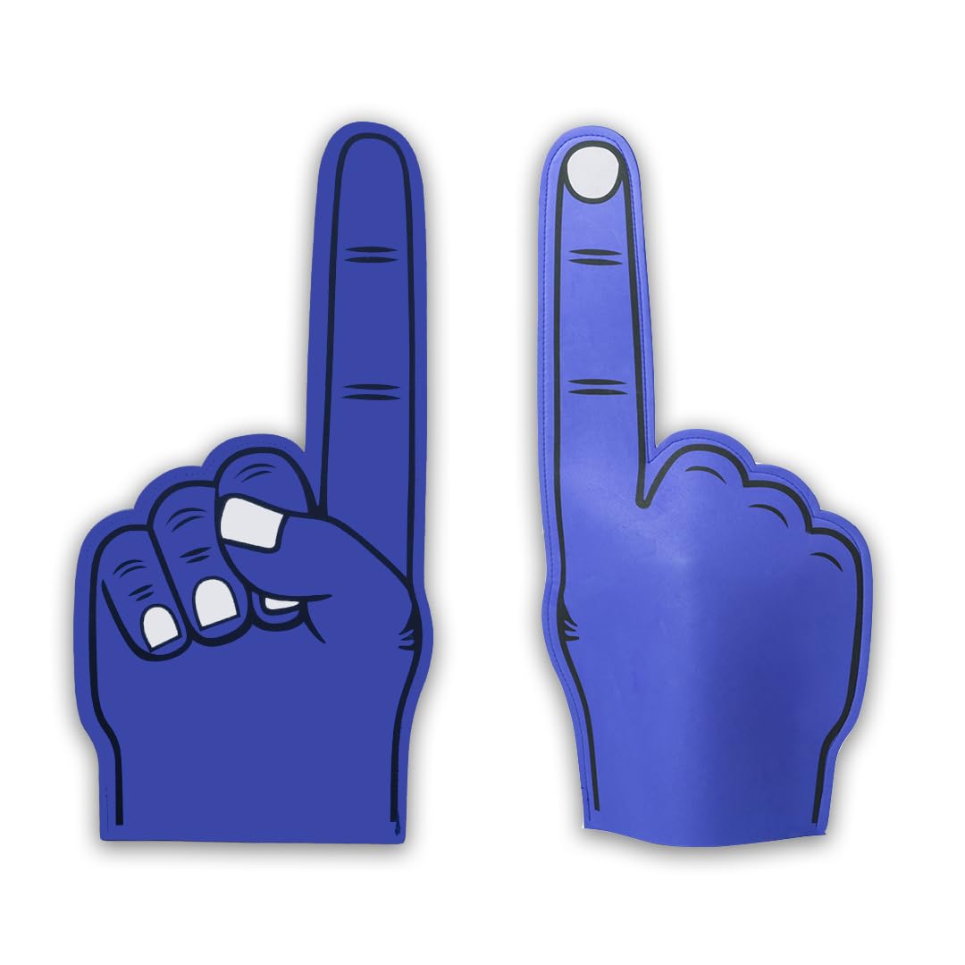 FUN FAN LINE - Pack of Giant EVA Foam Hands for Cheering and Events | Reusable and Customizable Foam Fingers | Perfect for Parties, Weddings, and Football (Blue)
