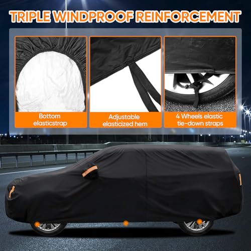 Image of Car Cover Custom Fit for Ford Explorer 2006-2026, Outdoor Waterproof All Weather Heavy Duty Full Exterior Cover for Sun Rain Snow UV Dust Protection with Door Zipper