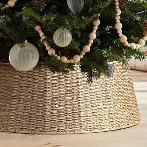 Hommtina Christmas Tree Collar,Christmas Tree Base Christmas Tree Basket Collar for Home, Living Room,for Covering Tree Stand (Burlywood) Cover