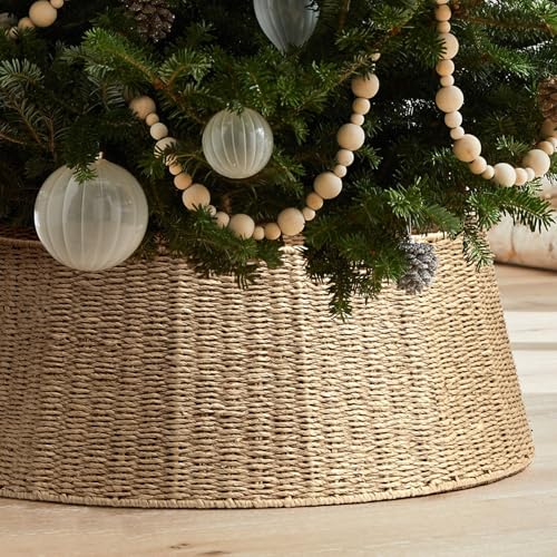 Hommtina Christmas Tree Collar,Christmas Tree Base Christmas Tree Basket Collar for Home, Living Room,for Covering Tree Stand (Burlywood)