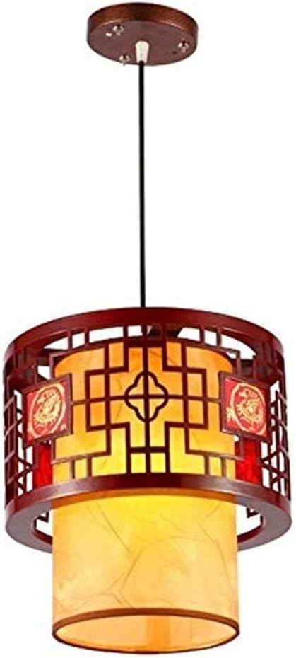 Chinese Style Antique Solid Wood Chandelier, Dining Room Living Room Lamp, Classical Lamp Teahouse Retro Elegant Chandelier (Color : Red)