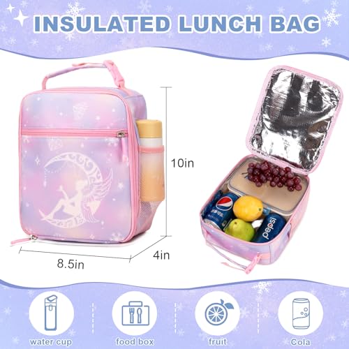 Girls Backpack Set, Kids School Backpacks for Girls with Lunch Bag & Pencil Case, Cute Bookbag School Bag for Kindergarten Preschool Elementary School, Purple3