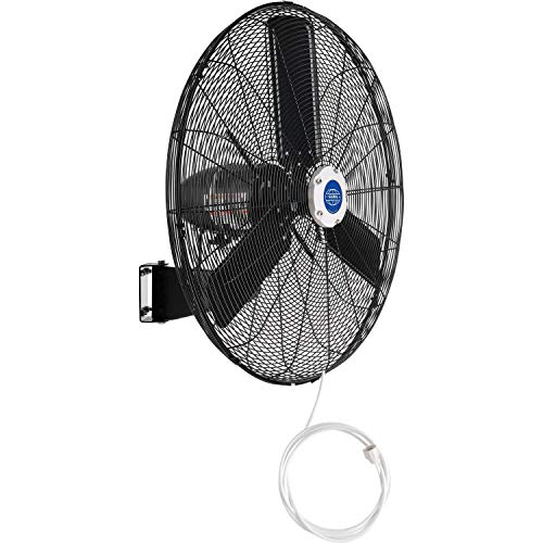 Global Industrial 292457 0.3HP 8400 CFM Outdoor Misting Oscillating Wall Mounted Fan44; Black