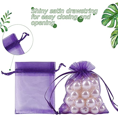Image of HRX Package 100pcs Little Organza Bags 3 x 4 inch, Purple Mesh Bags Drawstring Pouches for Jewelry Bracelets Candy Party Favor Small Gift