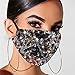 Sparkly Sequins Mouth Masc Fashion Designer Glitter Cotton Face Cover With Adjustable Ear Loops Reusable Masquerade Party Nightclub Rave Festival Sequins Face Covering (Mixed color black)