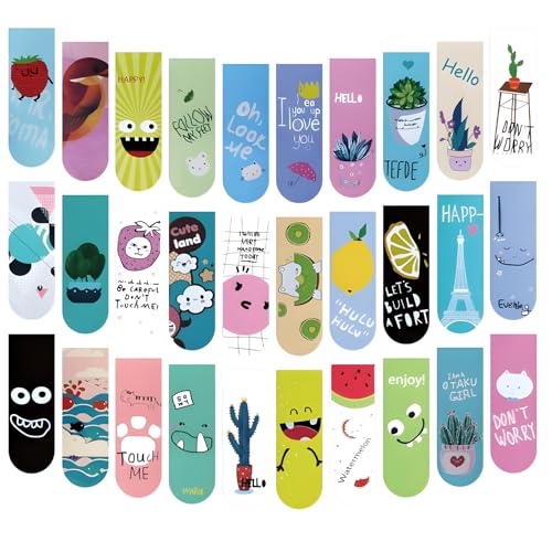 Juxtaposia 30 Stück Lesezeichen Kinder,Lesezeichen Magnetisch zur Seitenmarkierung in Büchern,Magnetic Markings für Lehrer, Studenten, Buchliebhaber, etc.