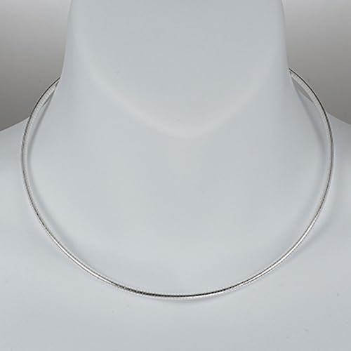 Miniatura 2 de Cadena redonda de plata de ley Omega serpiente 0118 in maciza 925 Italia nuevo collar