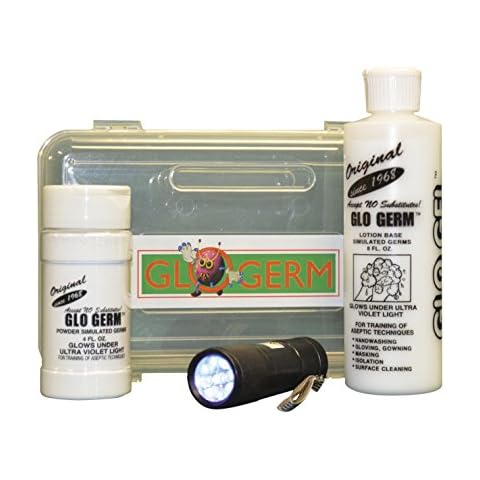 GLO GERM Experiment Kit, 8 Ounce Gel, 1.9 Ounce Powder Cover